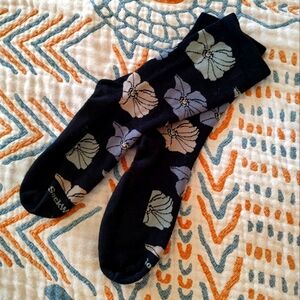 Sockwell, up to woman's size 10 shoe, black floral socks